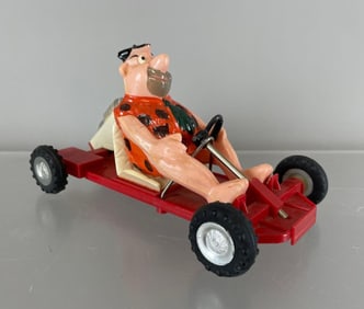 Vintage Marx Fred Flintstone Plastic Friction Go-Cart