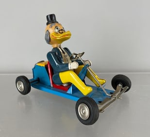 1961 Line Mar Walt Disney Scrooge McDuck Tin Litho Go Cart