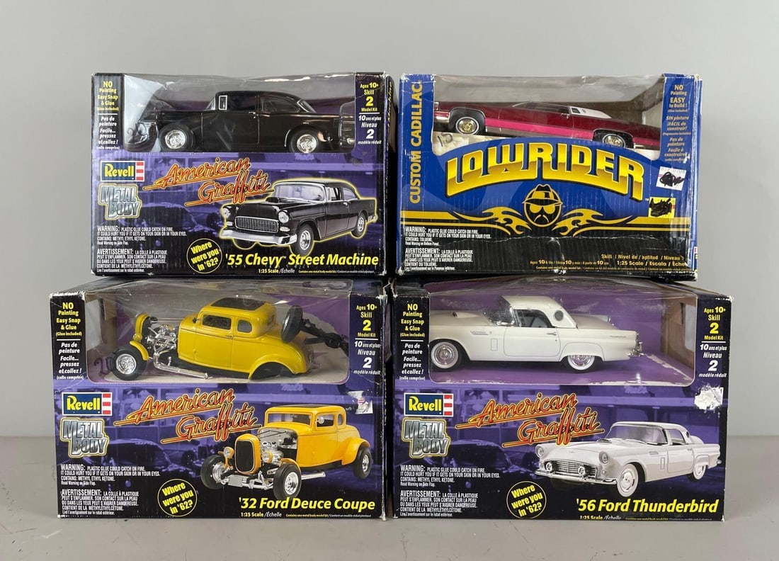 Group of Revell American Graffiti Die-Cast Model Kits: 1/25 scale, includes lowrider