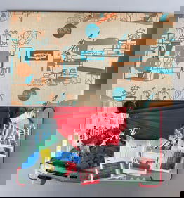 Vintage Sears Allstate Tin Litho / Plastic Automotive Center Playset