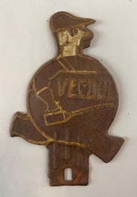 Vintage Veedoil Oil Man Metal Advertising License Plate Topper