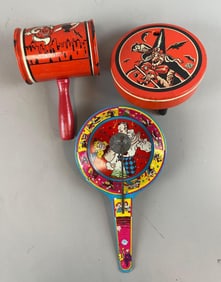 Group of Vintage Halloween Tin Noisemakers