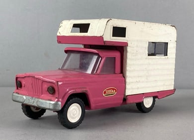 Vintage Tonka Pink Jeep Pressed Steel Camper Truck