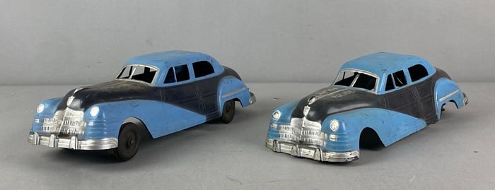 Group of 2 Vintage Irwin Town and Country Wind Up Toy Police Sedans