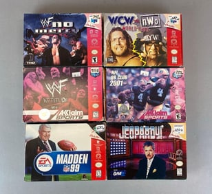 Group of 6 1990s Nintendo 64 Video Game Cartridges