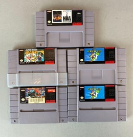 Group of 5 1990s Super NES Video Game Cartridges