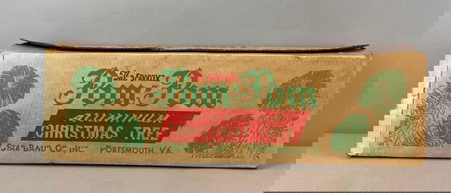 Vintage Star Sparkler Pom-Pom Aluminum Christmas Tree