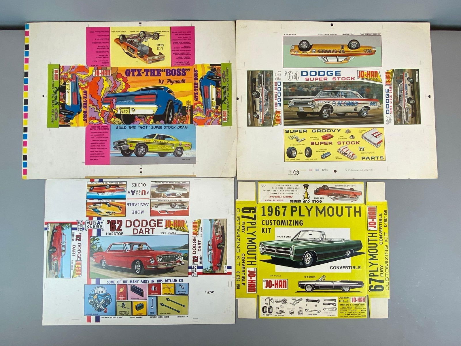 Group of 4 Jo-Han Model Kit Cardboard Box Tops (1 of 3)