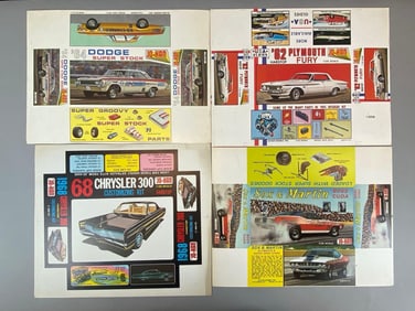 Group of 4 Jo-Han Model Kit Cardboard Box Tops