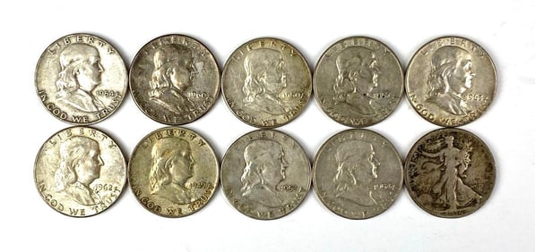 Group of 10 US Mint Silver Half Dollars