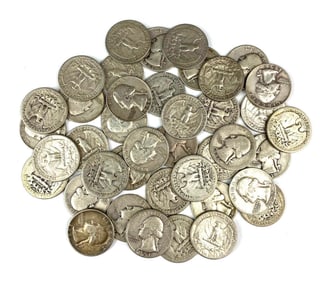 Group of 40 US Washington Silver Quarters