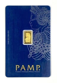 PAMP Suisse Lady Fortuna 1 Gram .999 Fine Gold Ingot/ Bar