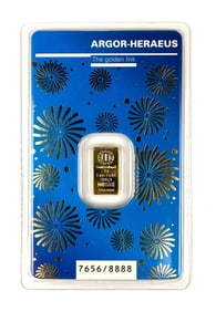 2023 Argor- Heraeus Year of The Rabbit 1 Gram .999 Fine Gold Ingot/ Bar