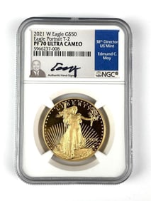 NGC Graded 2021 W $50 American Gold Eagle Coin PF70