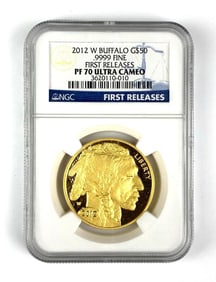 NGC Graded 2012 W $50US 1 oz .999 Fine Gold Buffalo Gold Coin PF70