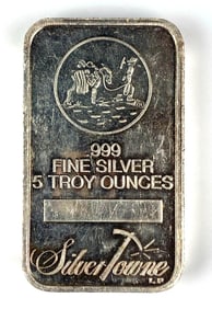 Silvertowne Donkey Bar 5 oz .999 Fine Silver Ingot/ Bar