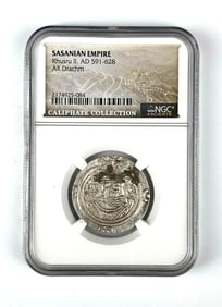NGC Ancients Sasanian Empire Khusru II AD 591-628 AR Drachum