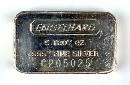 Engelhard 5 oz .999 Fine Silver Ingot/ Bar