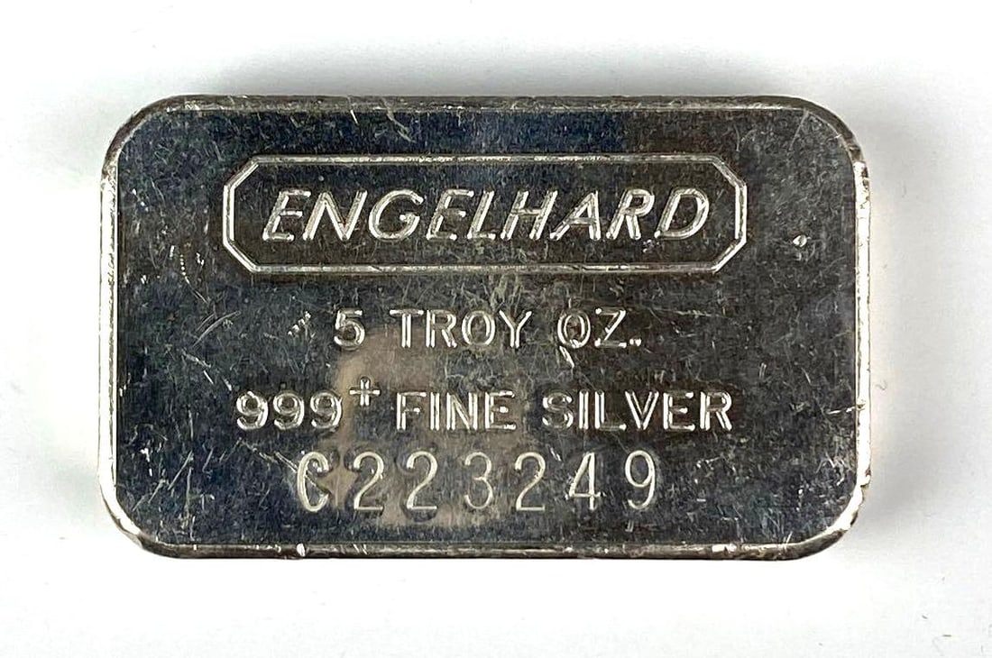 Engelhard 5 oz .999 Fine Silver Ingot/ Bar: Engelhard 5 oz .999 Fine Silver Ingot/ Bar
