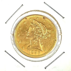 1898 US $5 Liberty Head Gold Coin