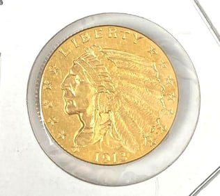 1913 US $2.50 Indian Head Gold Coin