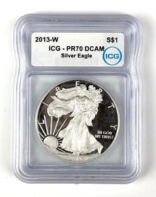 ICG Graded 2013W US $1 Silver Eagle Dollar PR70 DCAM