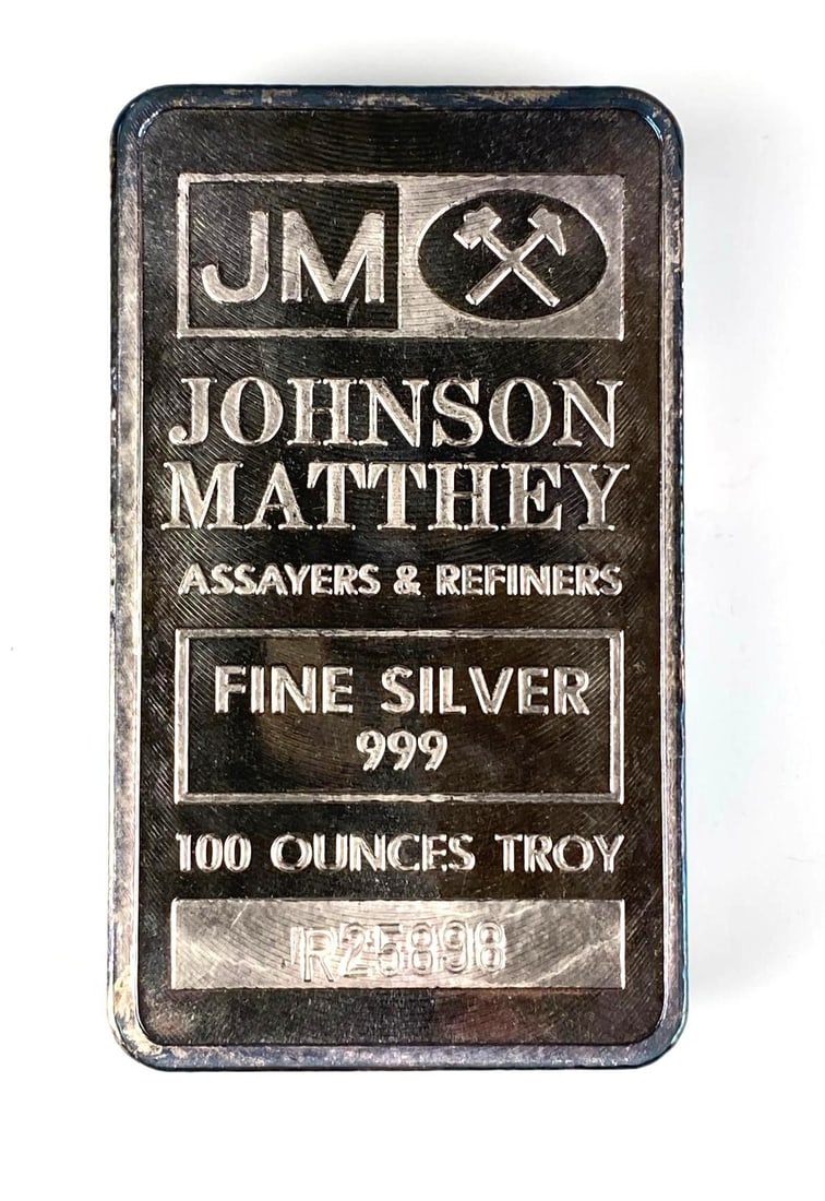 Johnson Matthey 100 oz .999 Fine Silver Ingot/ Bar (1 of 3)