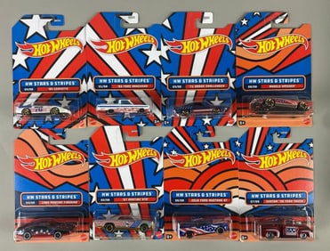Group of 8 Hot Wheels Stars and Stripes Die-Cast vehicles