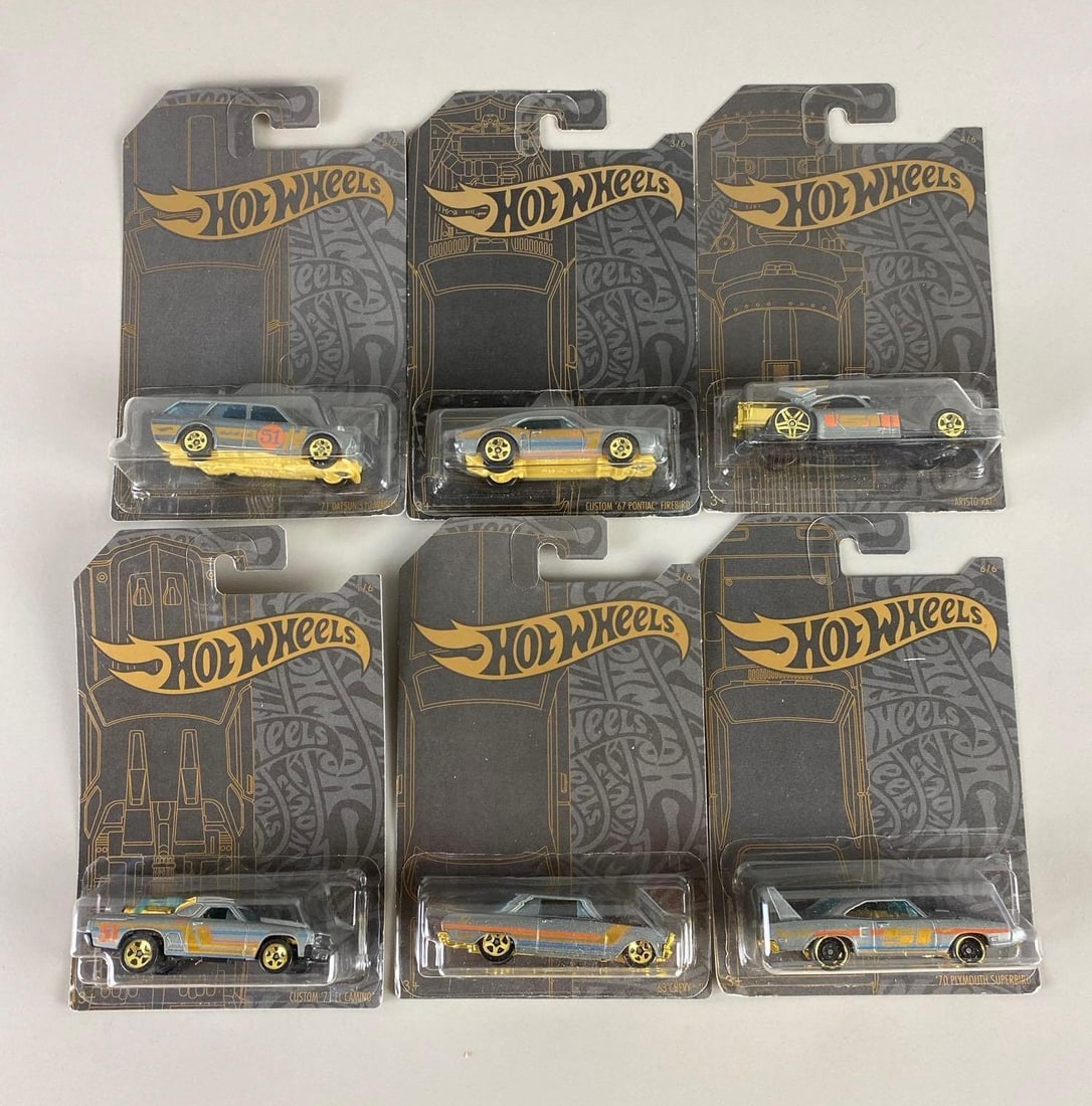 Set of 6 Hot Wheels Satin & Chrome Die-Cast Vehicles: Set of Six New In Packaging Satin & Chrome Cars from 2018