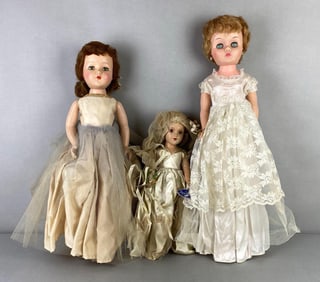 Group of 3 Bridal Style Dolls