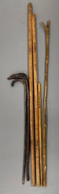 Group of 5 Wood Walking Sticks and Canes