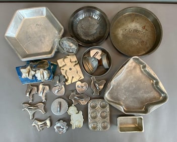 Group of Tin Cookie Cutters and More