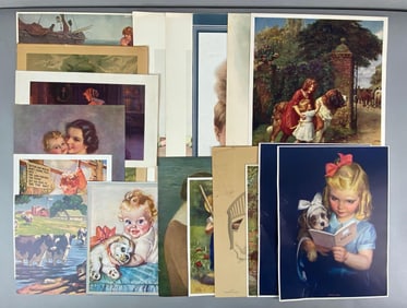 Group of NOS Vintage Children Lithograph Prints and More