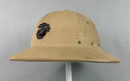 Vintage USMC Pith Helmet with Badge