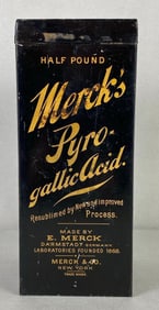Merck and Co. Mercks Pyro-Gallic Acid Advertising Tin