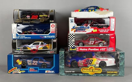Group of Assorted Die-Cast Racing Cars and Trucks