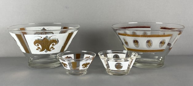Group of 4 Vintage Floral Glass Chip and Dip Bowls