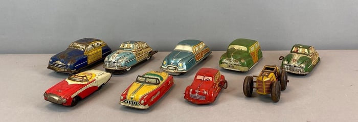 Group of Wind-Up/Friction Tin-Litho Cars
