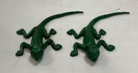 Group of 2 Cast Iron Lizard Door Stops