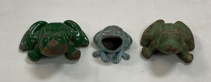 Group of 3 Cast Iron Frogs