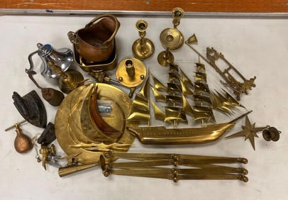 Group of Assorted Decorative Brass Items and More