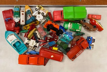 Group of Plastic Toy Vehicles