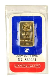Engelhard 1 oz .999 Fine Gold Ingot/ Bar