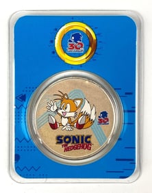 2021 NIEU $2 Sonic the Hedgehog 30th Anniversary 1 oz .999 Fine Silver Coin