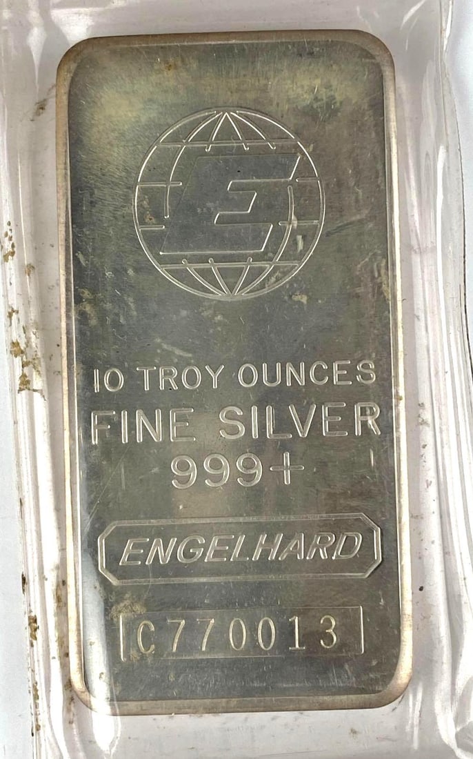 Engelhard 10 oz .999 Fine Silver Ingot/ Bar: Engelhard 10 oz .999 Fine Silver Ingot/ Bar