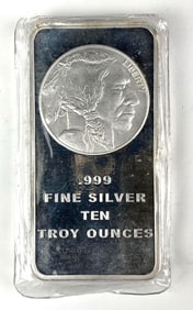 Silvertowne Mint Buffalo Design 10 oz .999 Fine Silver Ingot/ Bar