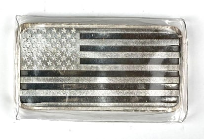 Silvertowne Mint American Flag 10 oz .999 Fine Silver Ingot/ Bar