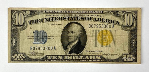 1934 A US $10 North Africa Seal Federal Reserve Note