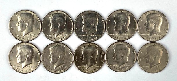 Group of 10 1976 Bicentennial Kennedy Half Dollars