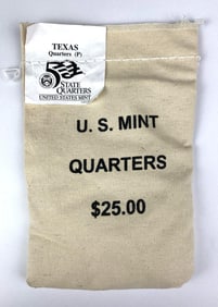 US Mint $25 Texas P State Quarter in Original Canvas Bag